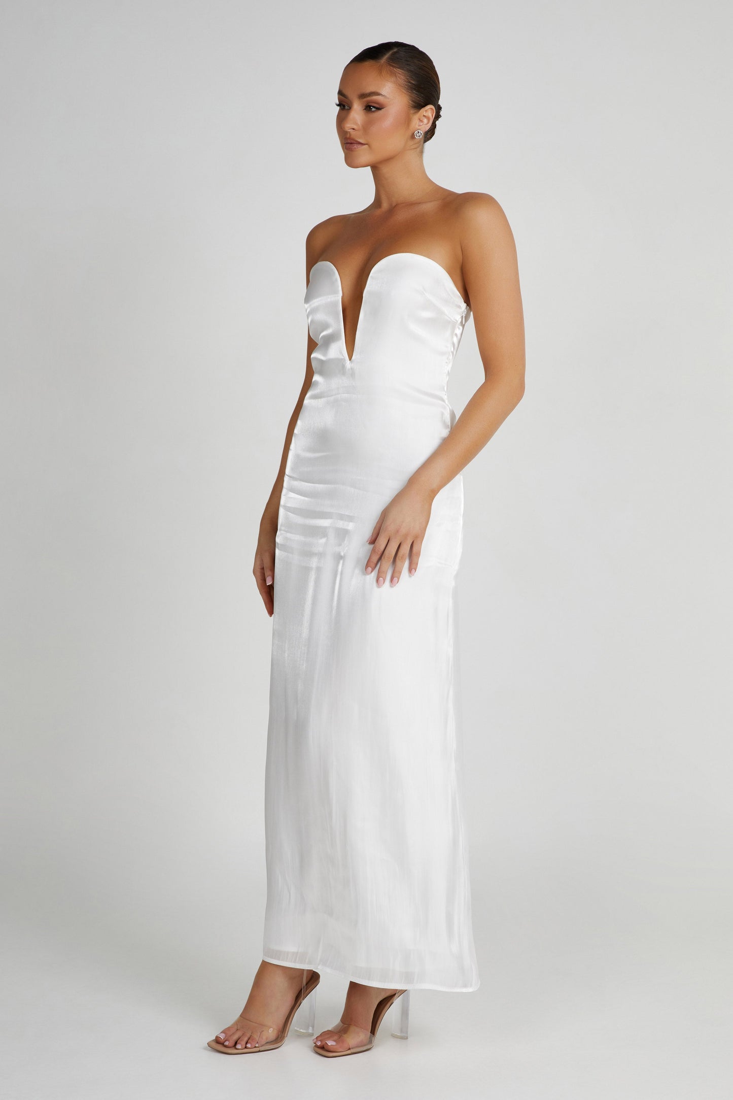 Chantelle Liquid Satin Midi Dress - White