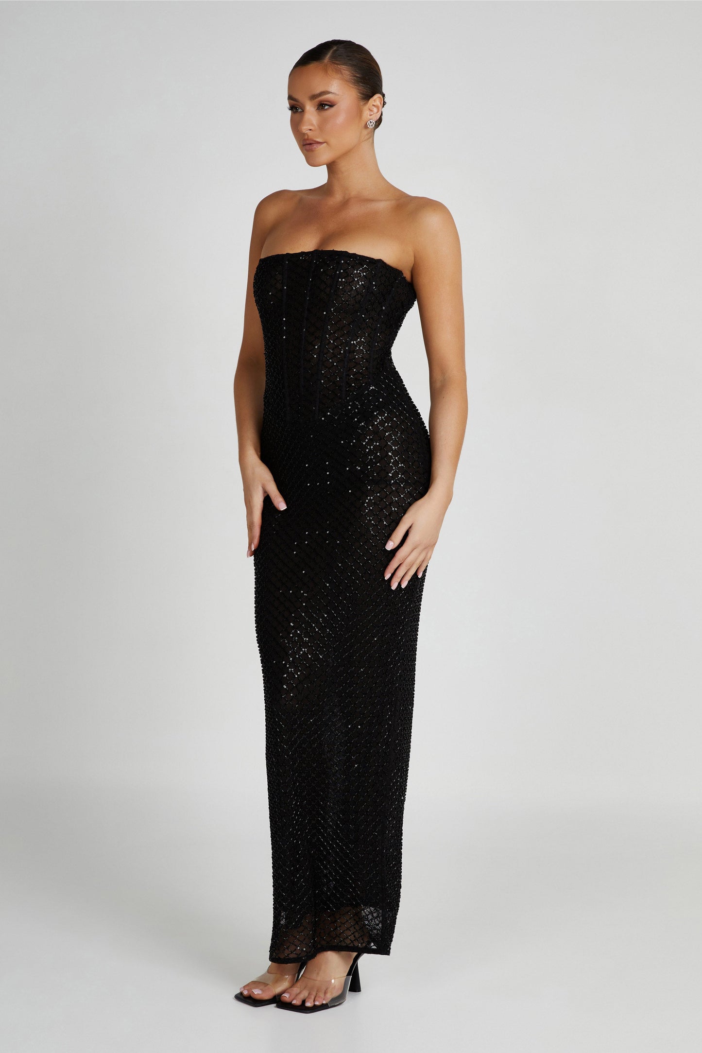 Gemma Strapless Sequin Maxi Dress - Black