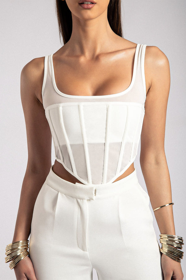 Forever Young White Mesh Corset Top