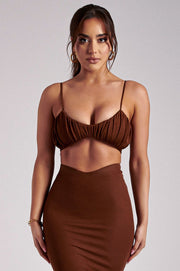 Jordan Ruched Front V Front Top - Ginger