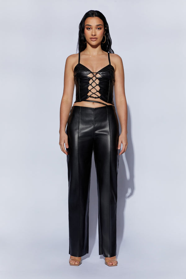 Leather crop top in black - Alaia