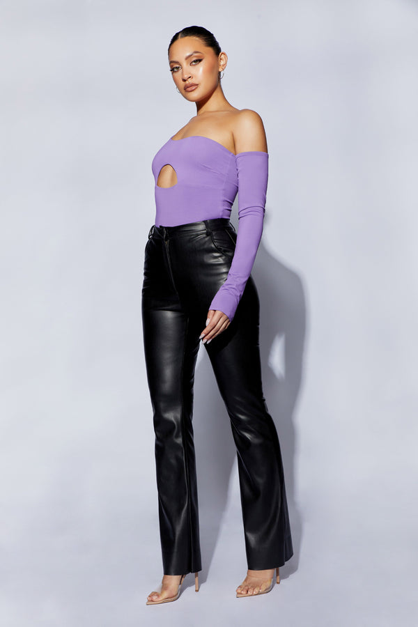 Lexi One Shoulder Cut Out Bodysuit - Purple - MESHKI U.S