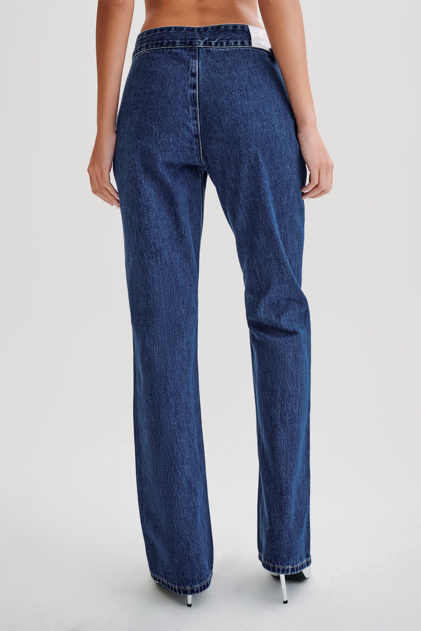 Romona Low Rise Buckle Denim Jean - Dark Blue