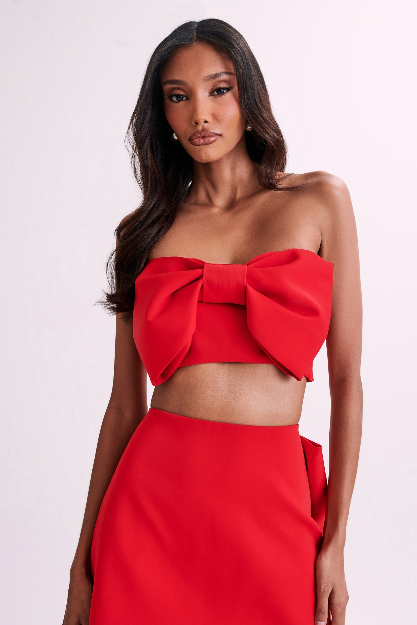 Katie Bow Crop Top - Red