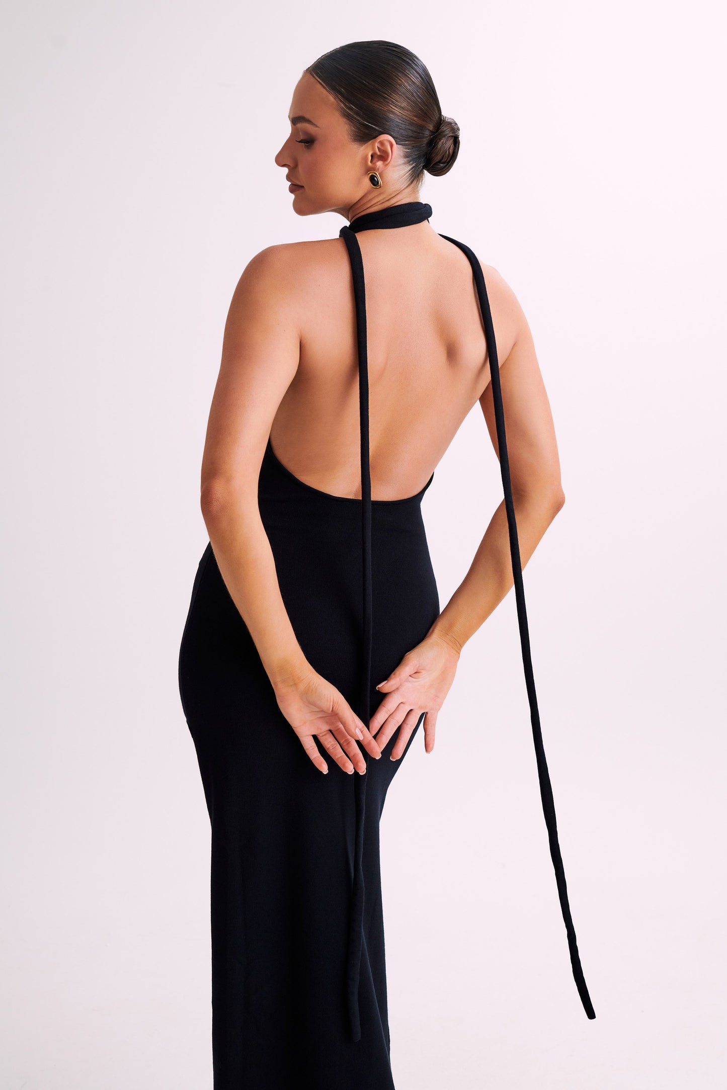 Koko Knit Maxi Dress With Split - Black