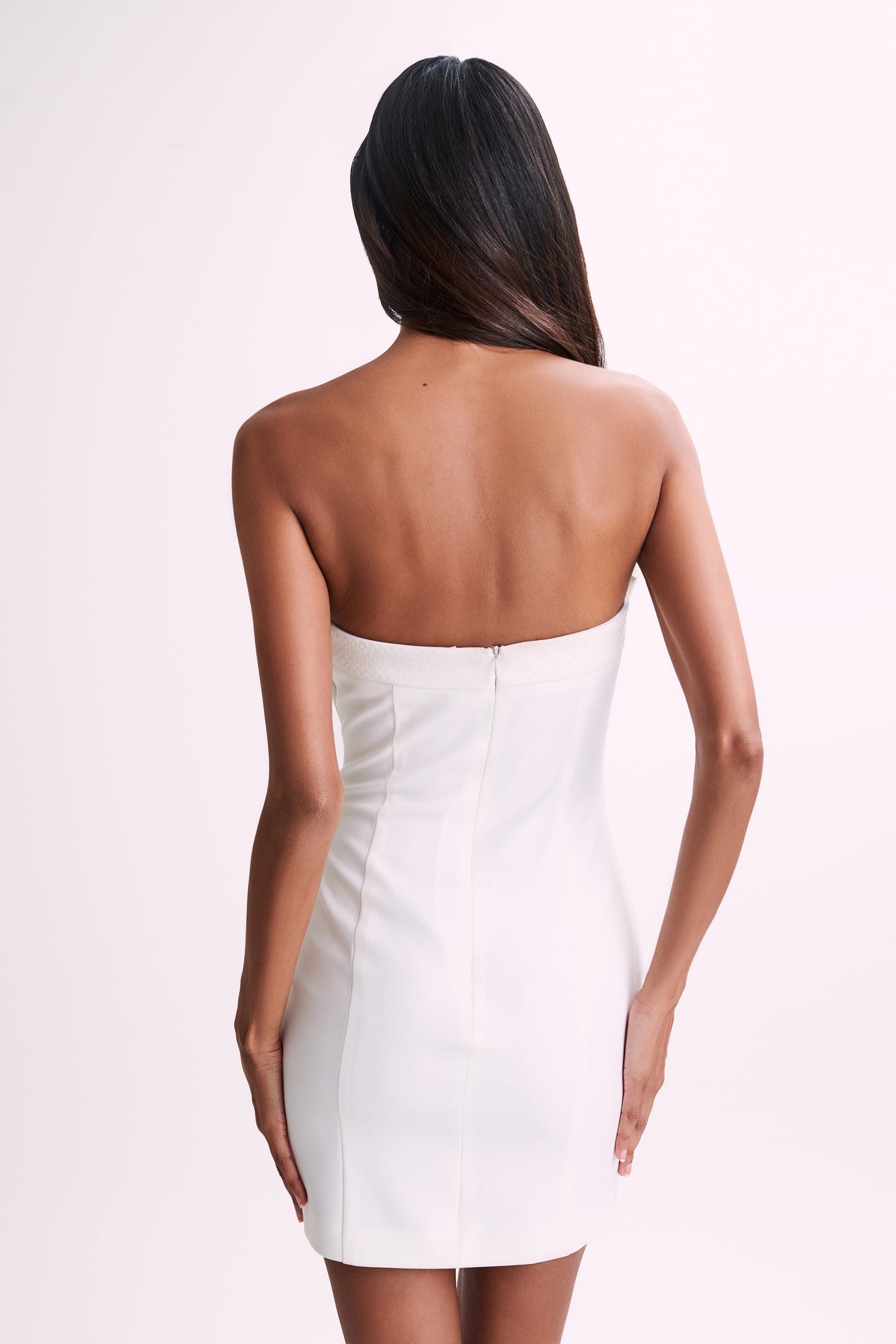 Saoirse Strapless Mini Dress With Diamante Bow - White