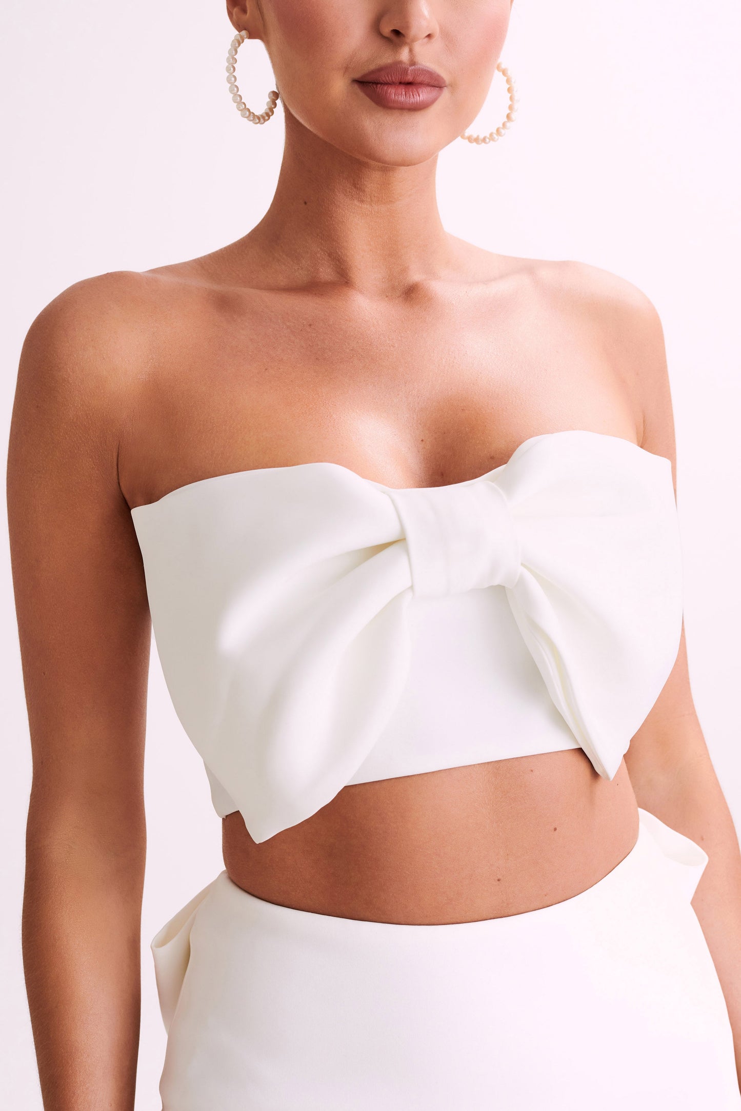 Katie Bow Crop Top - White