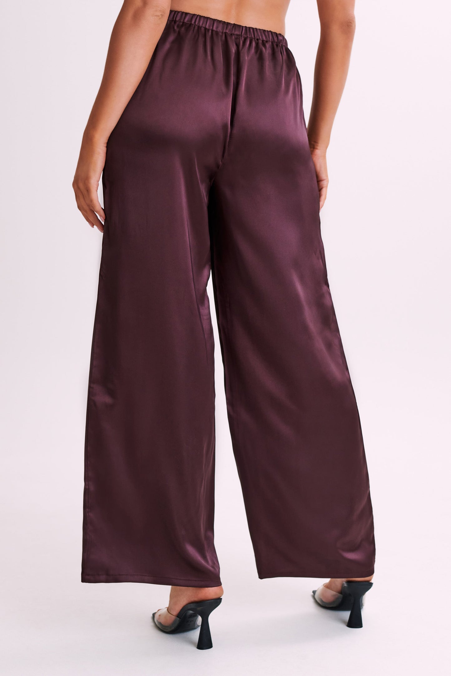 Marciela Satin Straight Leg Pant - Dark Chocolate