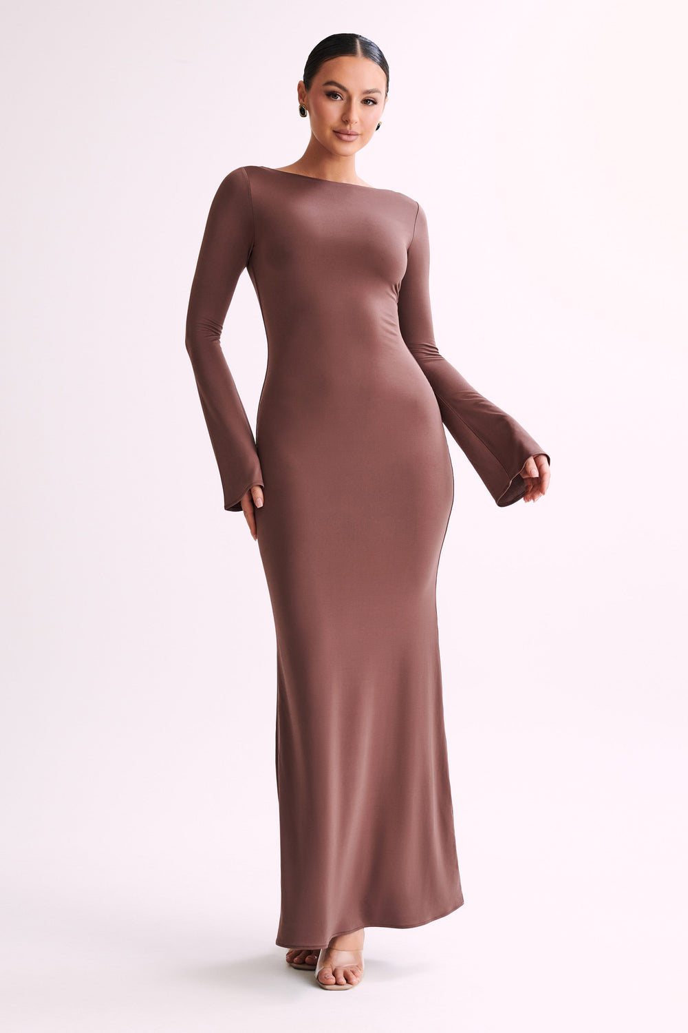 Tarna Slinky Fishtail Maxi Dress - Mocha