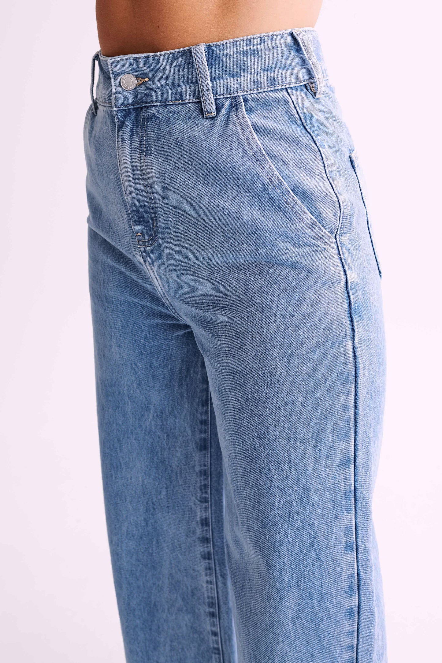 Roxy Wide Leg High Waist Denim Jeans - Mid Blue