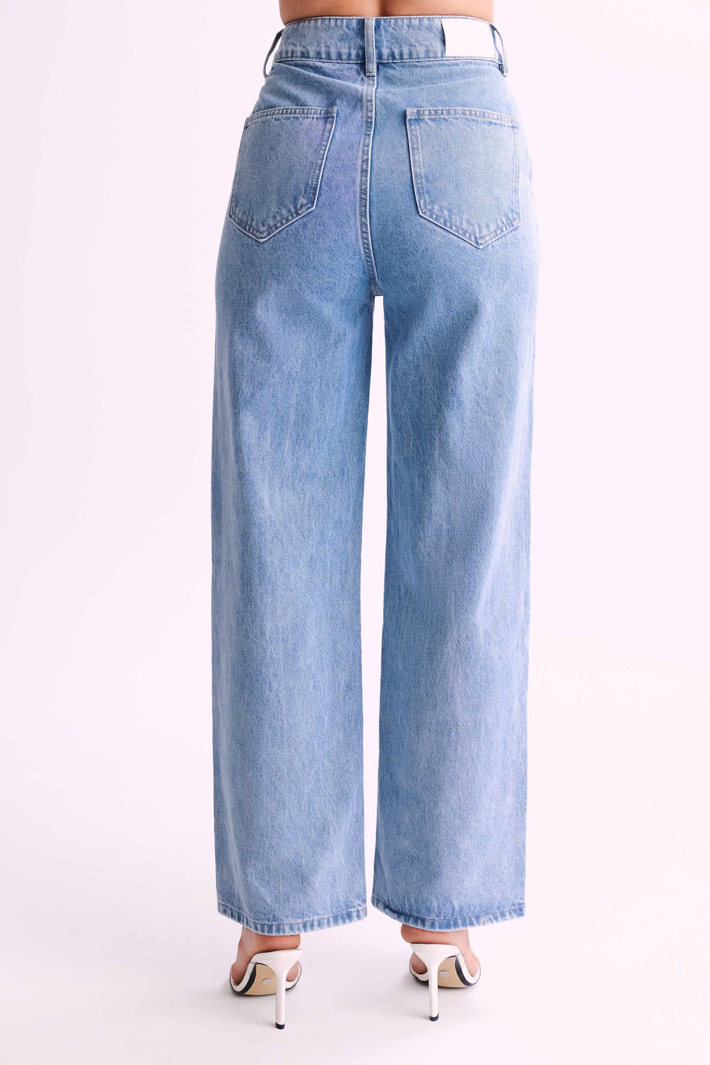 Roxy Wide Leg High Waist Denim Jeans - Mid Blue