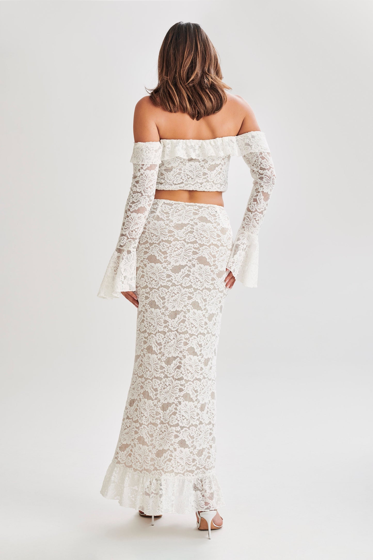 Artemis Lace Plisse Maxi Skirt - Ivory