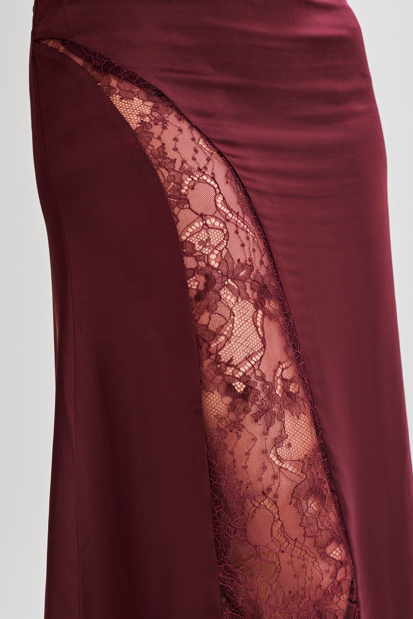 Luella Satin Lace Maxi Skirt - Plum