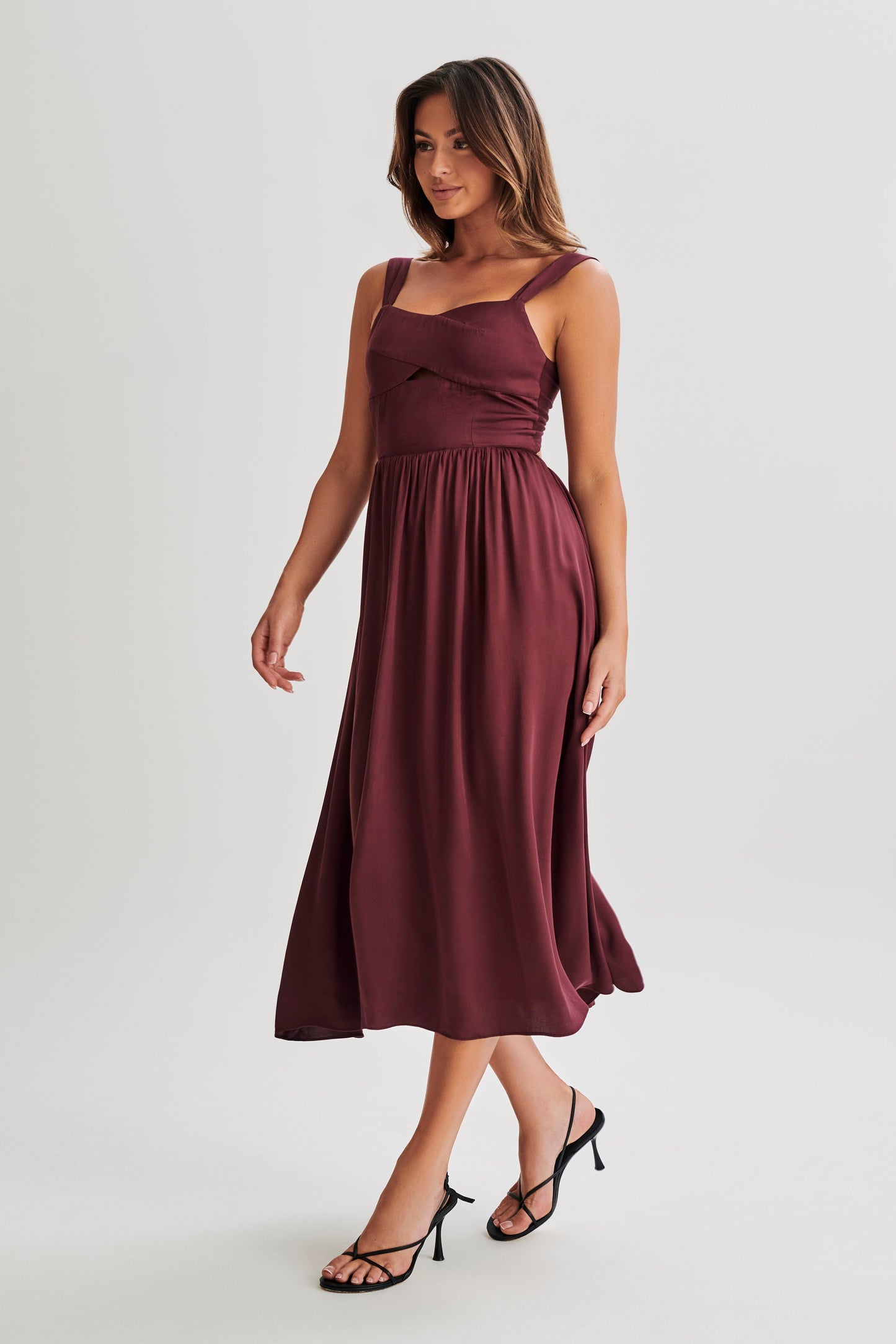 Thandi Midi Dress With Back Tie - Plum