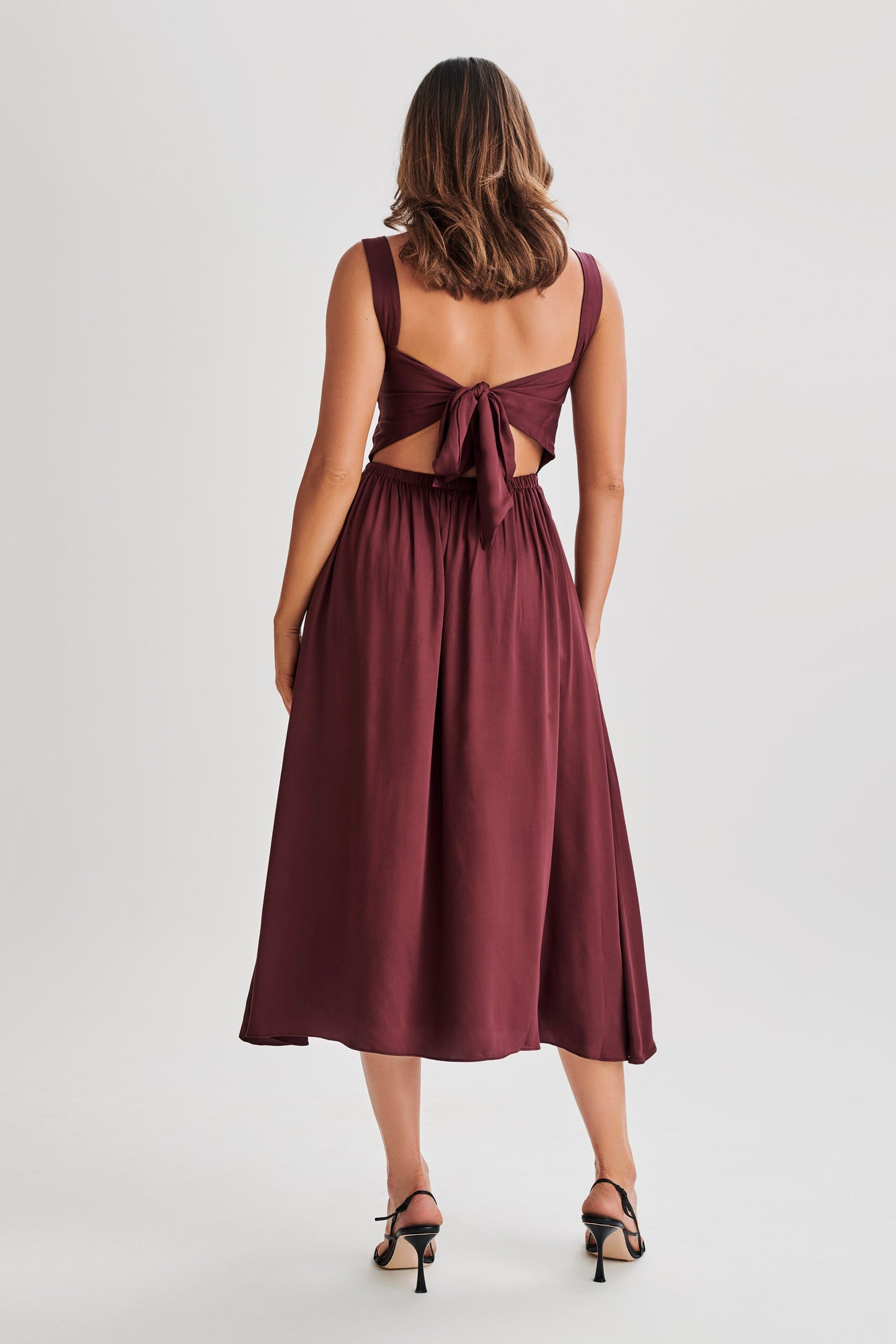 Thandi Midi Dress With Back Tie - Plum