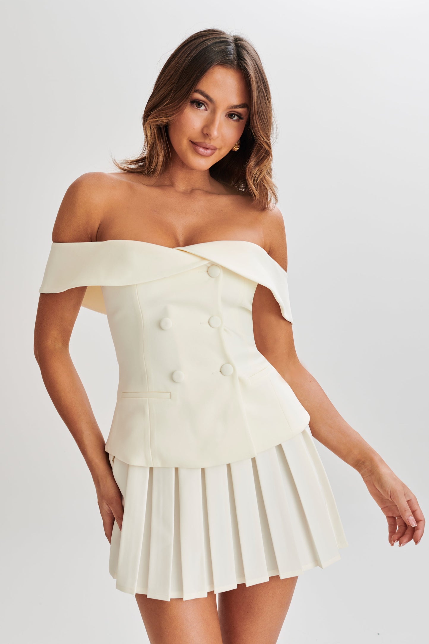 Krista Strapless Suiting Top - Ivory