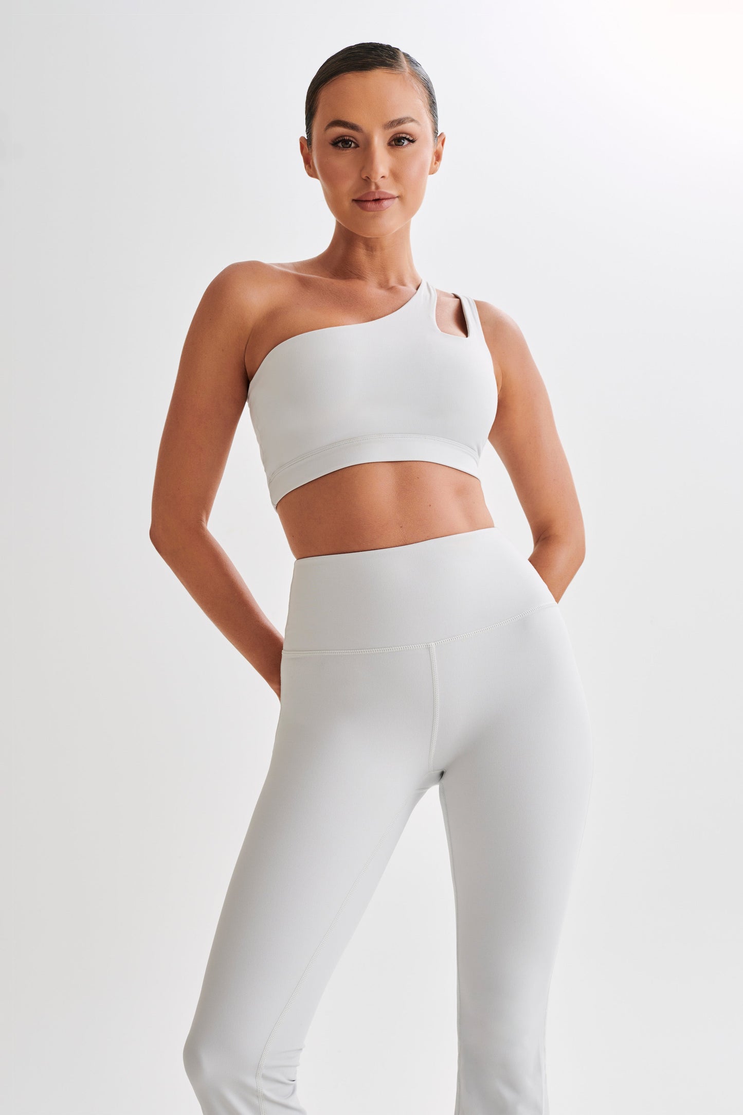 Floyd One Shoulder Crop Top - Ice Grey