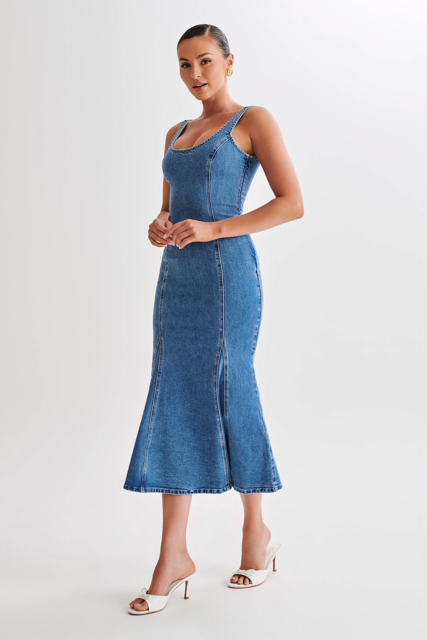 Milena Denim Midi Dress - 70's Blue