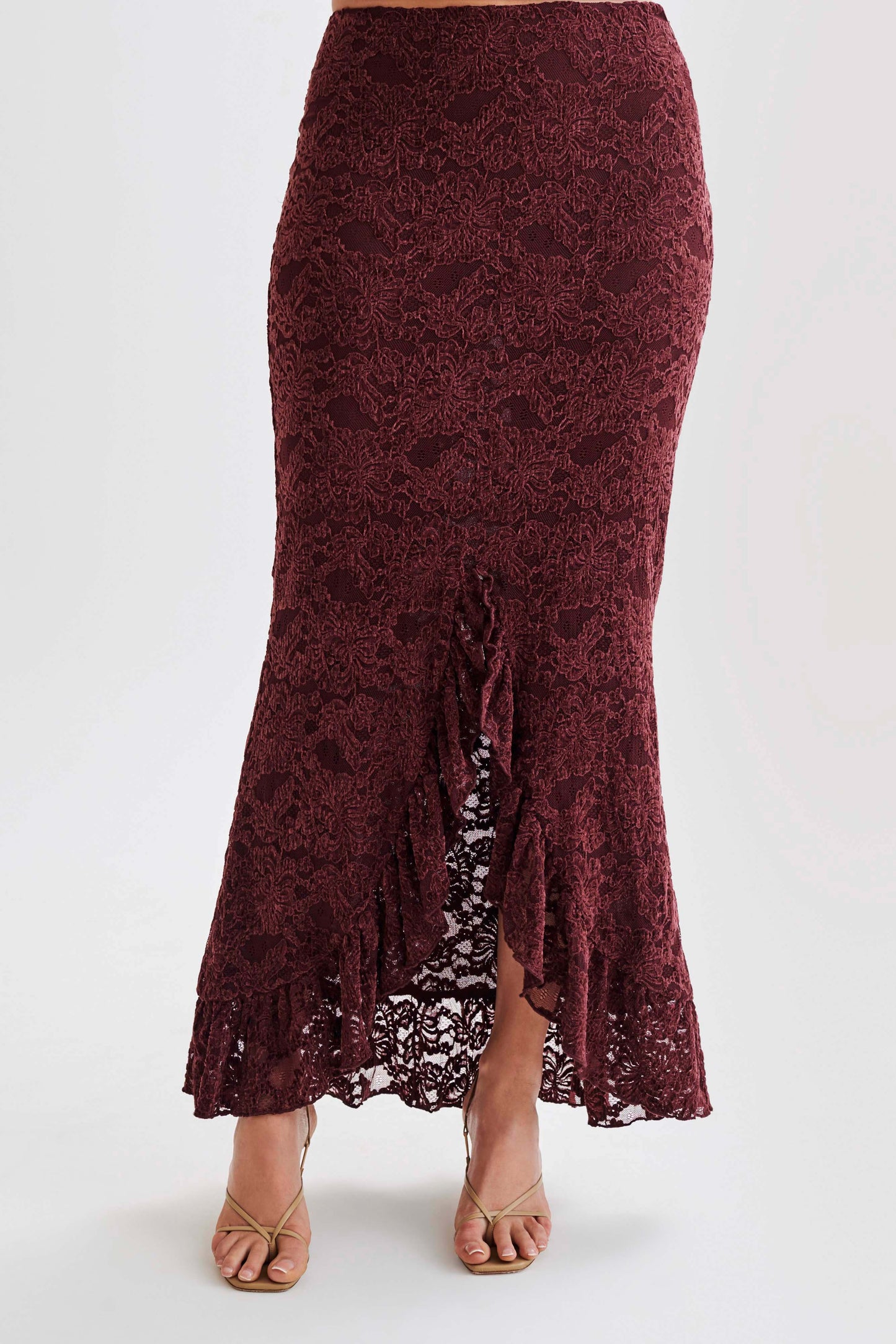 Artemis Lace Plisse Maxi Skirt - Plum