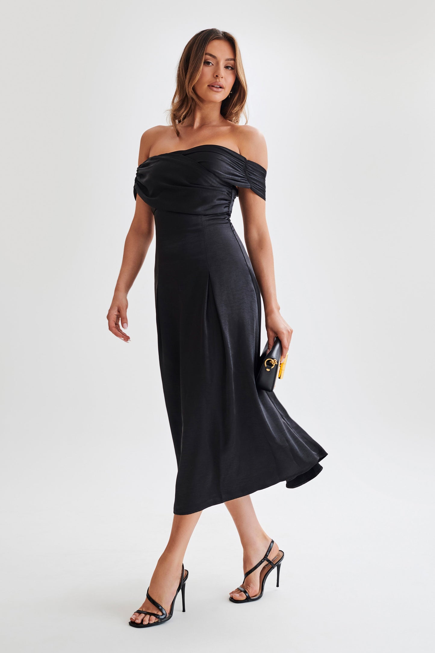 Sofie Off Shoulder Midi Dress - Black