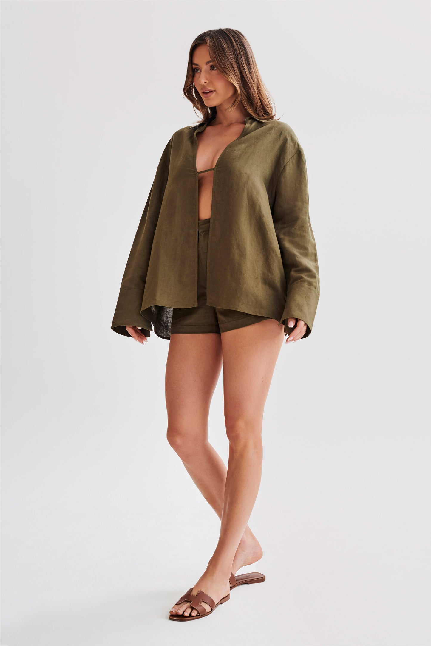 Jadri Linen Shorts - Khaki