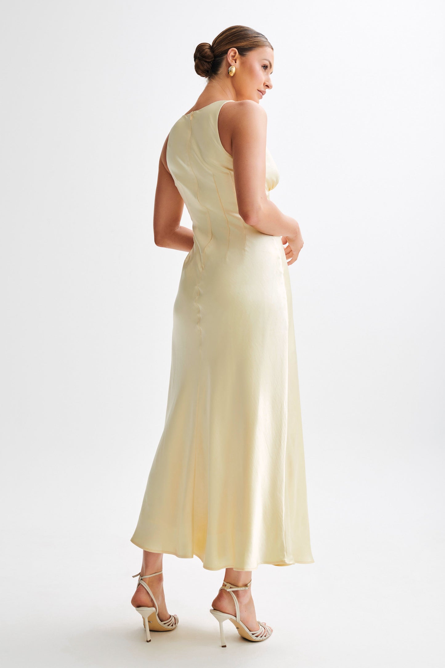 Meghan Satin Maxi Dress - Lemon Sorbet