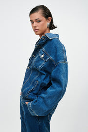 Sion Oversized Denim Jacket - Dark Blue