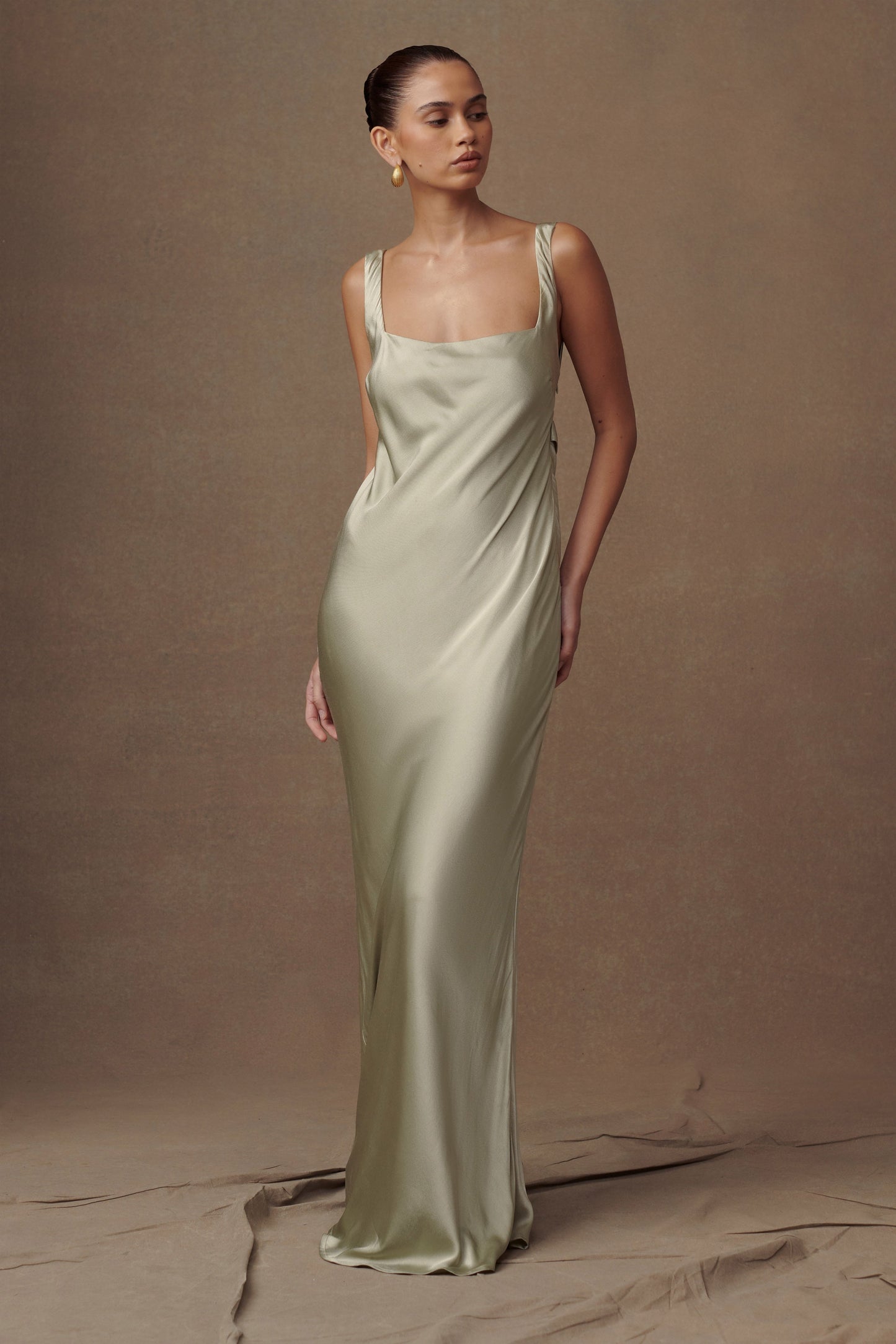 Ensley Satin Maxi Dress - Sage