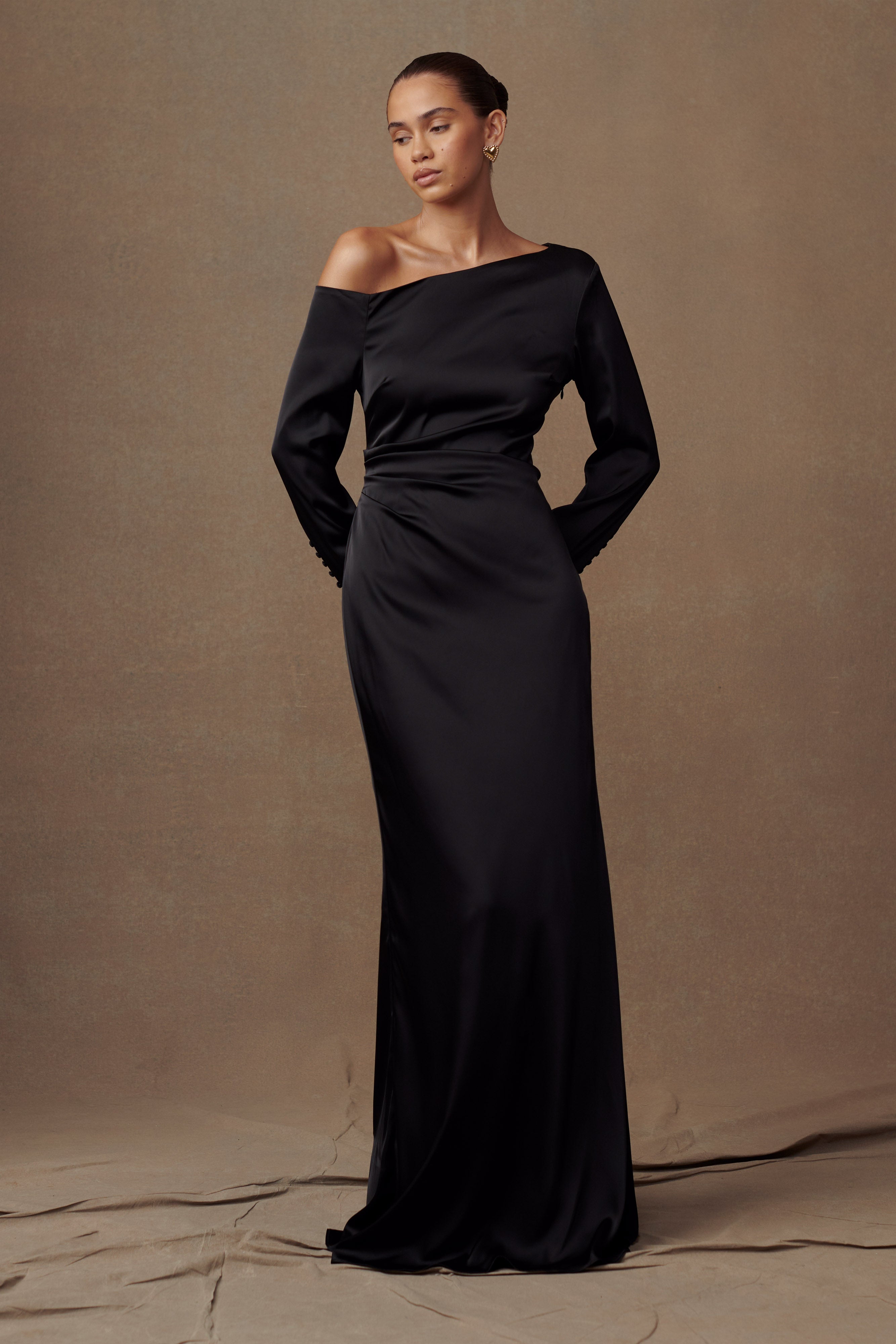 Avery Long Sleeve Maxi Dress Black MESHKI US