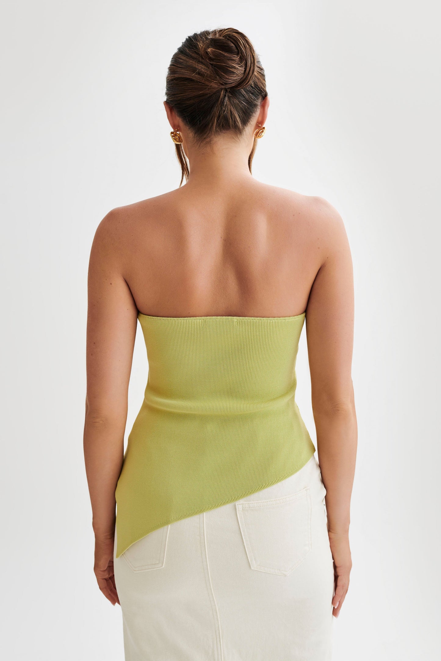 Sidney Asymmetrical Strapless Knit Top - Apple