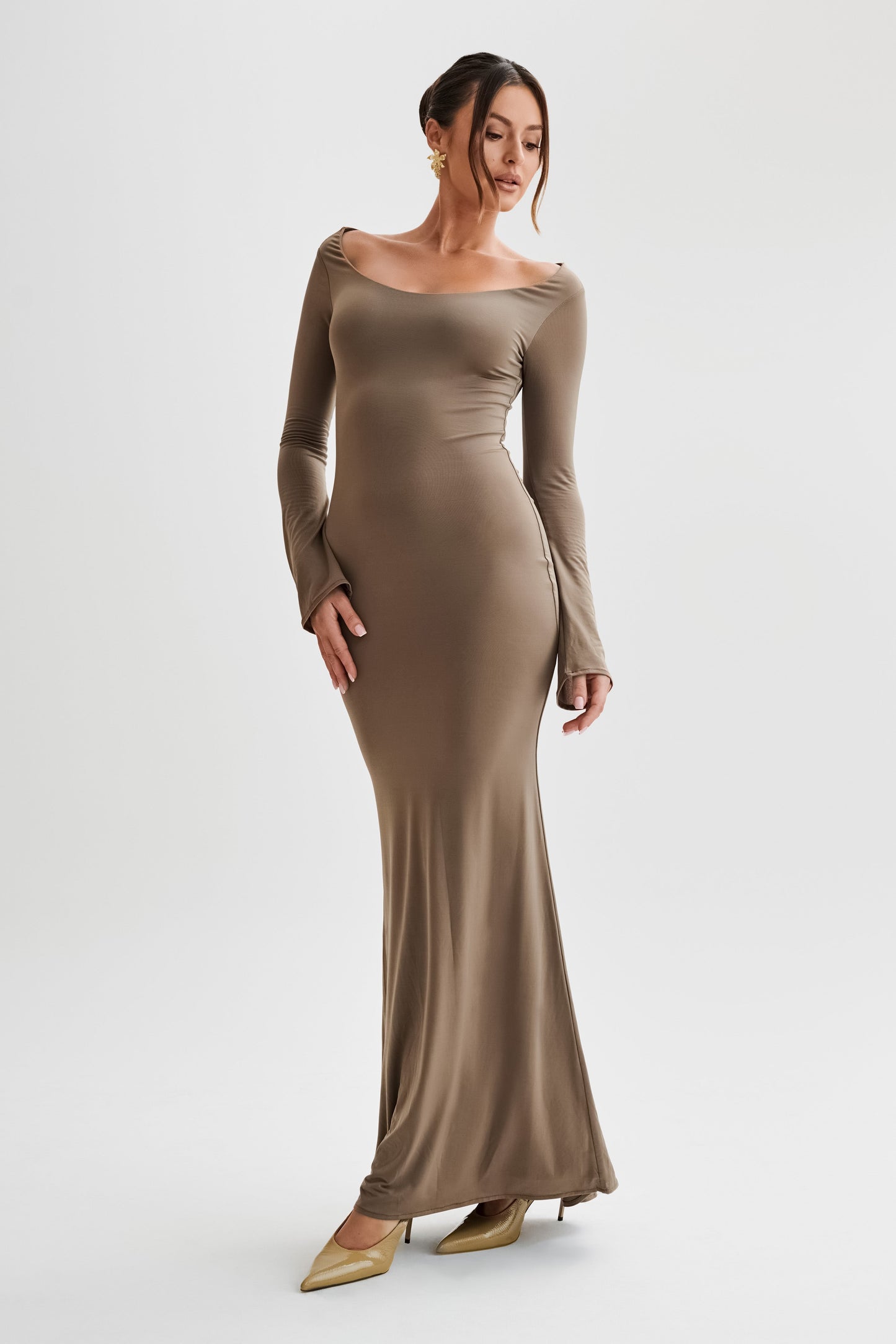 Millicent Slinky Long Sleeve Maxi Dress - Coco