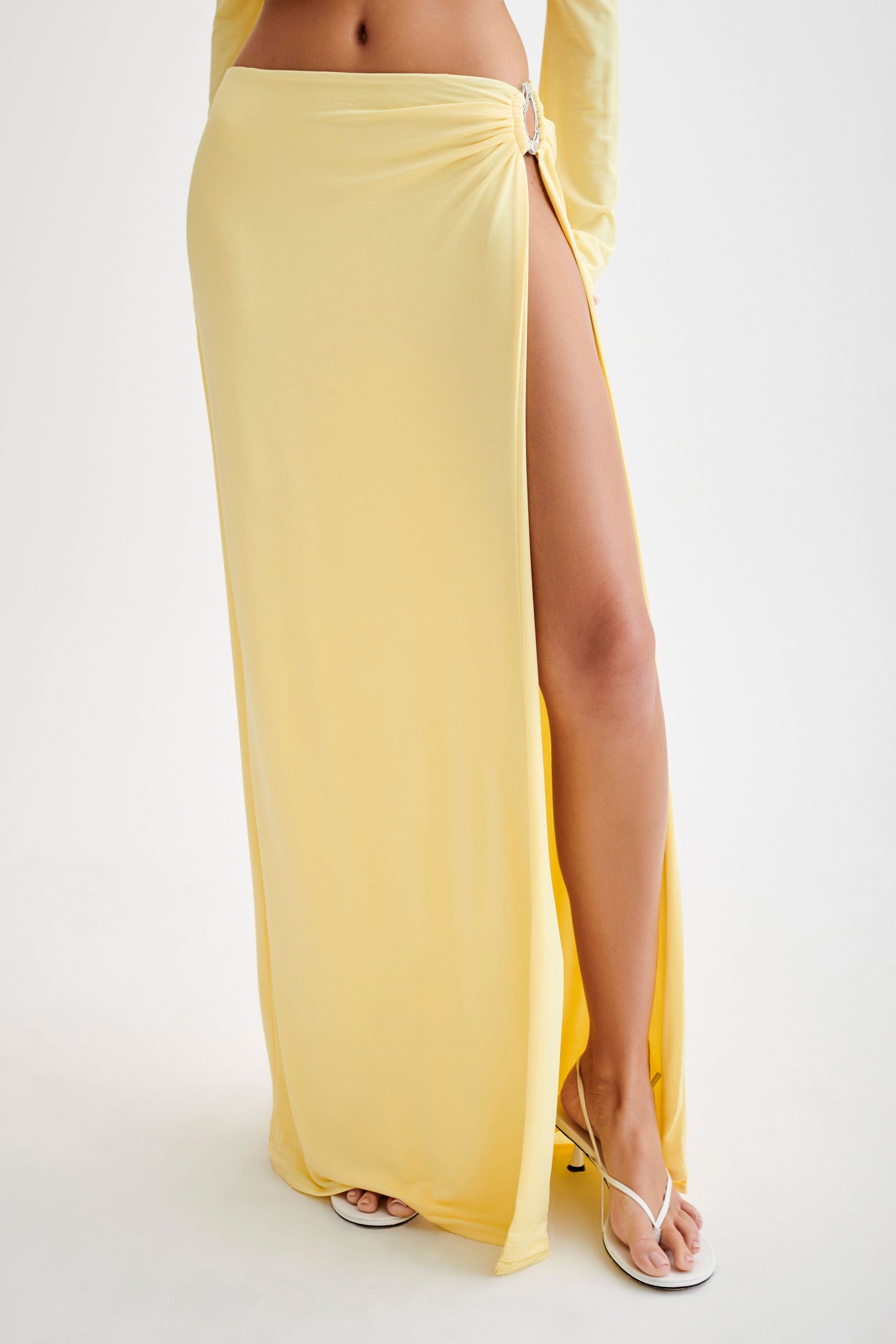 Suri Slinky Maxi Skirt With Silver Hardware - Yellow