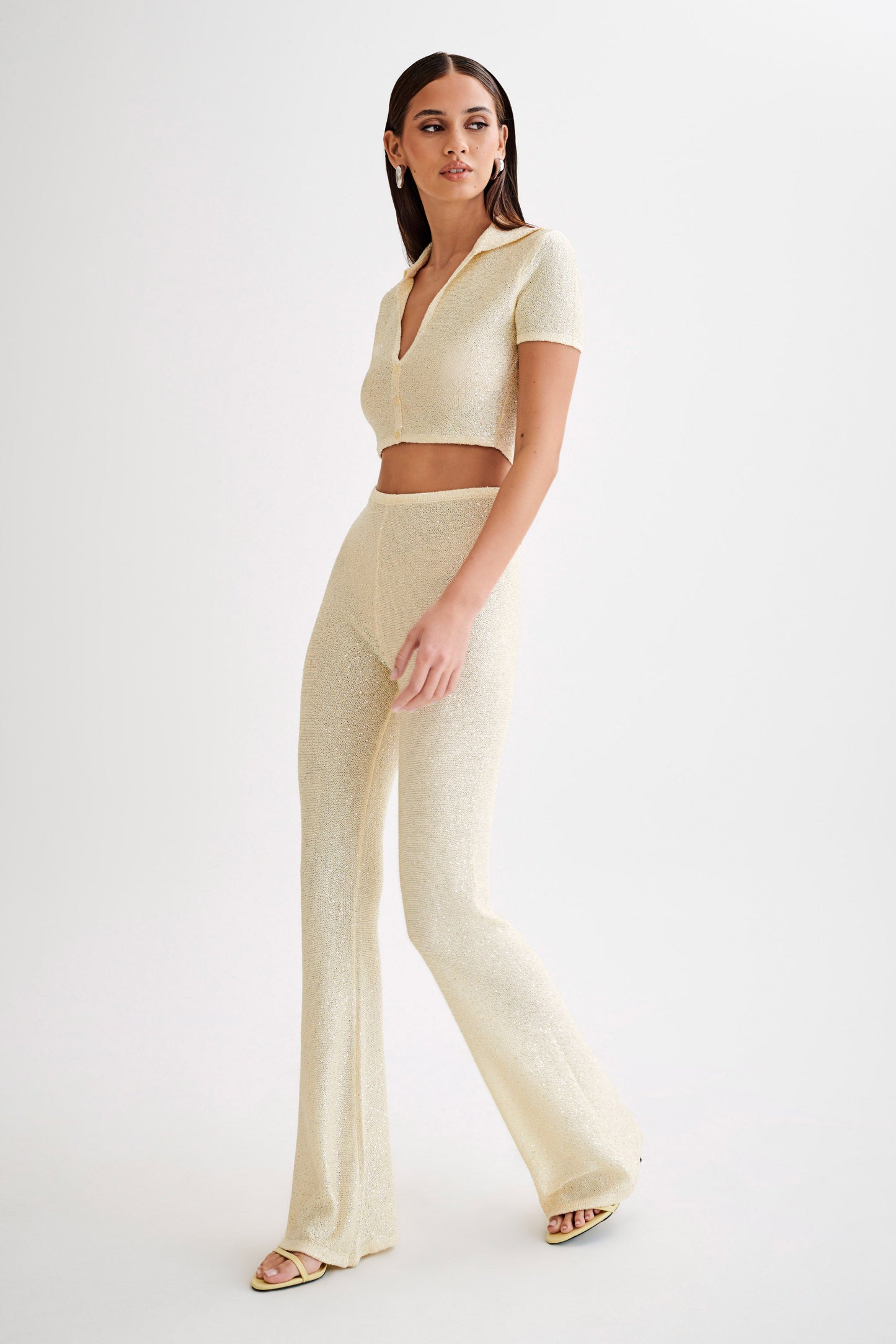 Huntley Sequin Knit Pants - Lemon