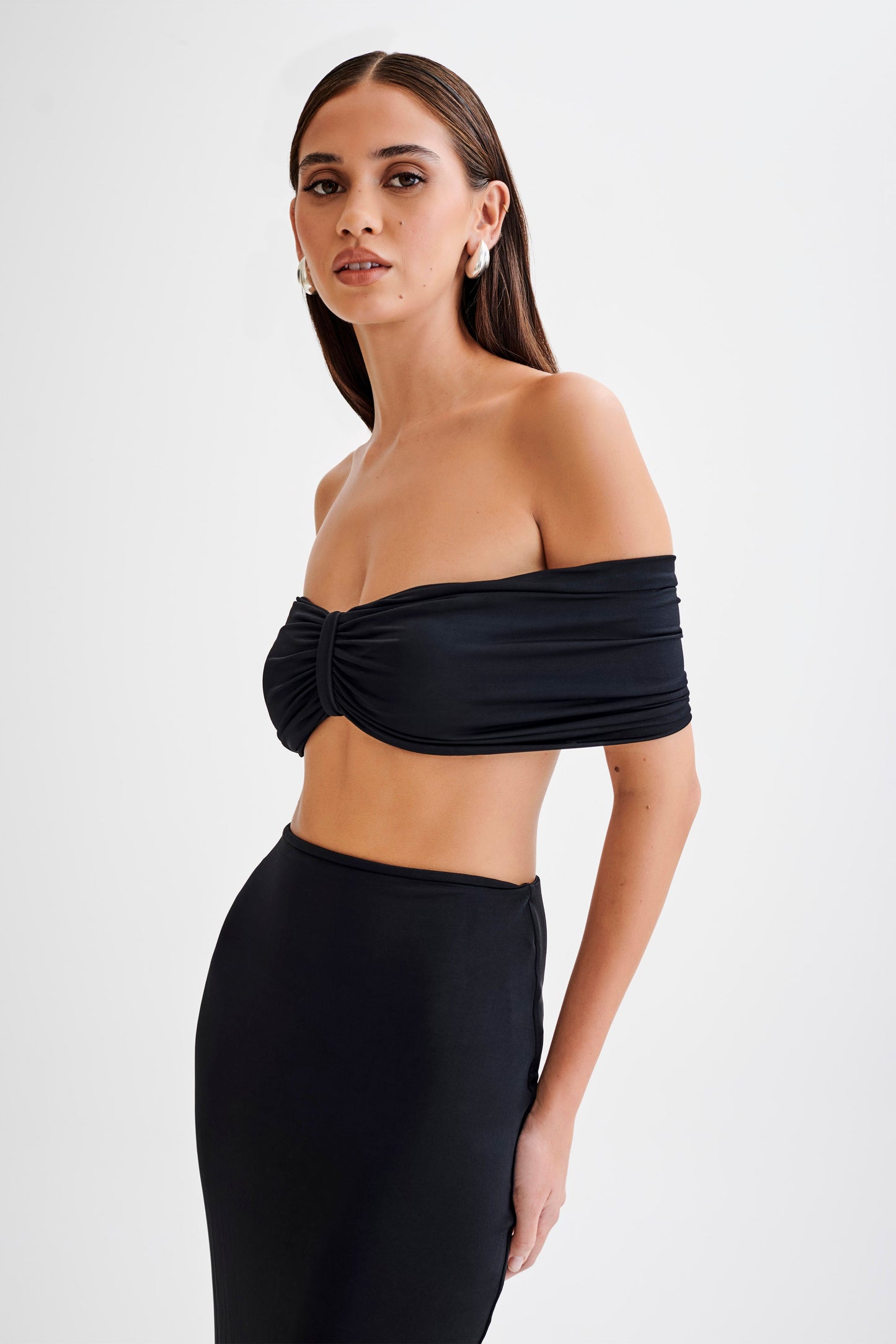 Amber Slinky Crop Top - Black