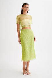 Brynne Sequin Midi Skirt - Parakeet Green