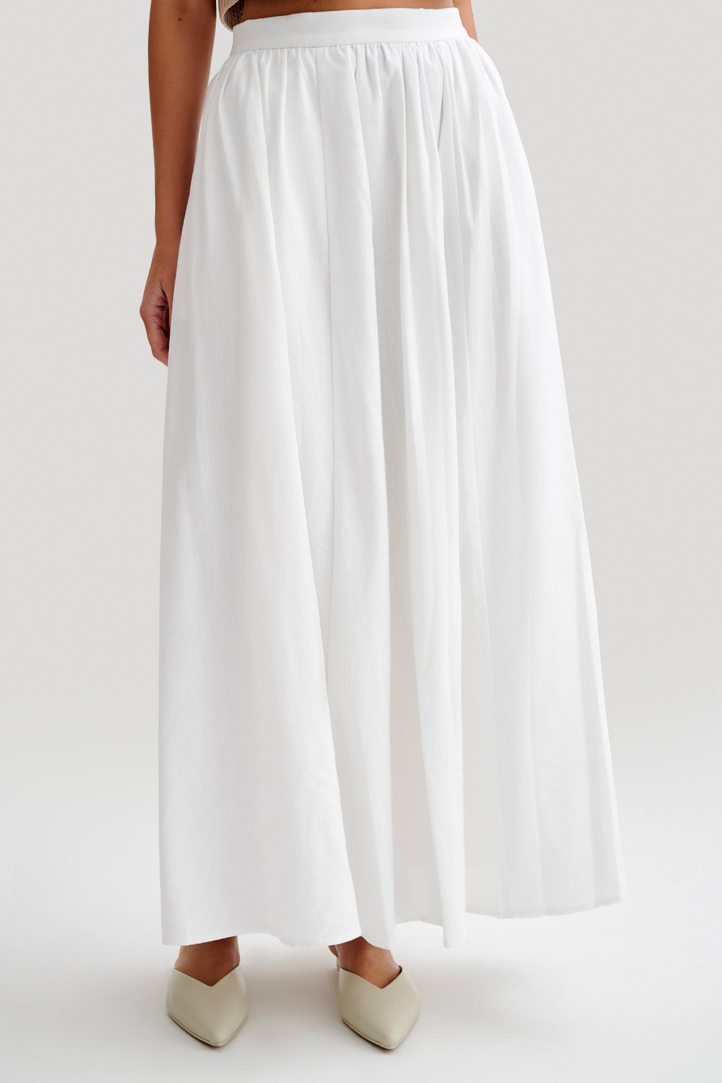 Clarence Linen A-Line Maxi Skirt - White