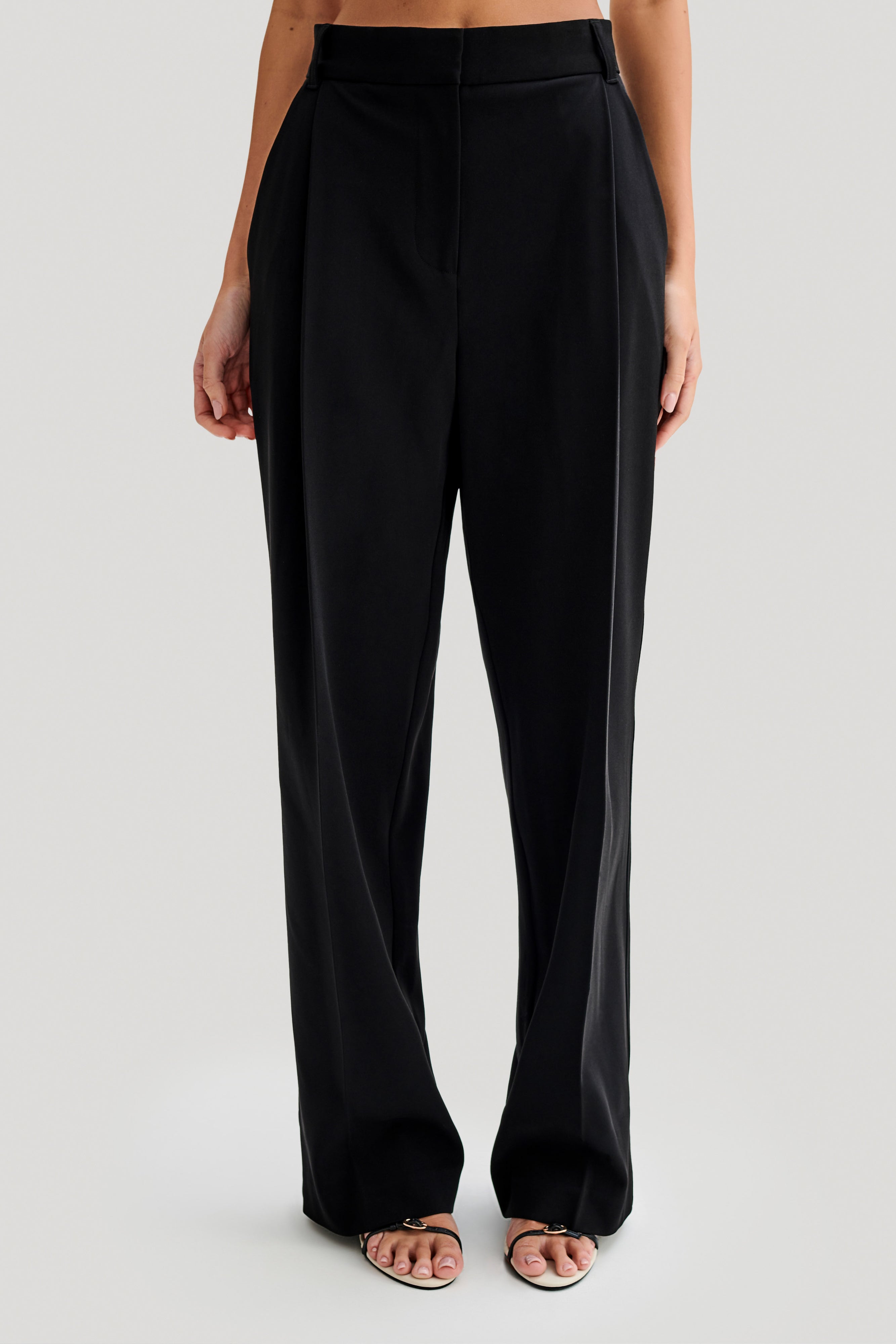 Amelie Suiting Straight Leg Pants - Black - MESHKI U.S