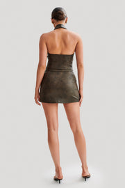 Kristen Faux Leather Mini Skirt - Vintage Chocolate