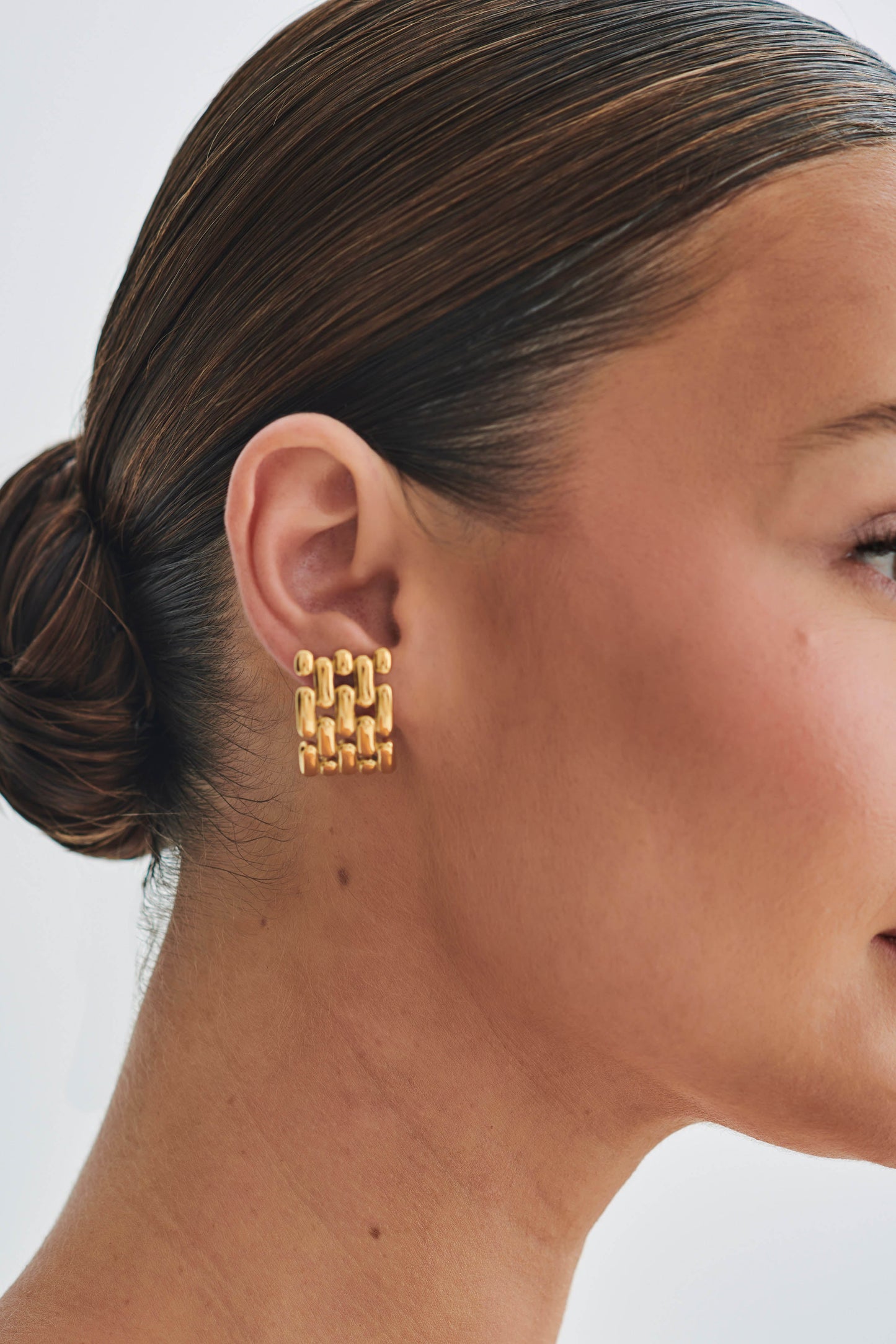 Denise Cross Hatch Earrings - Gold