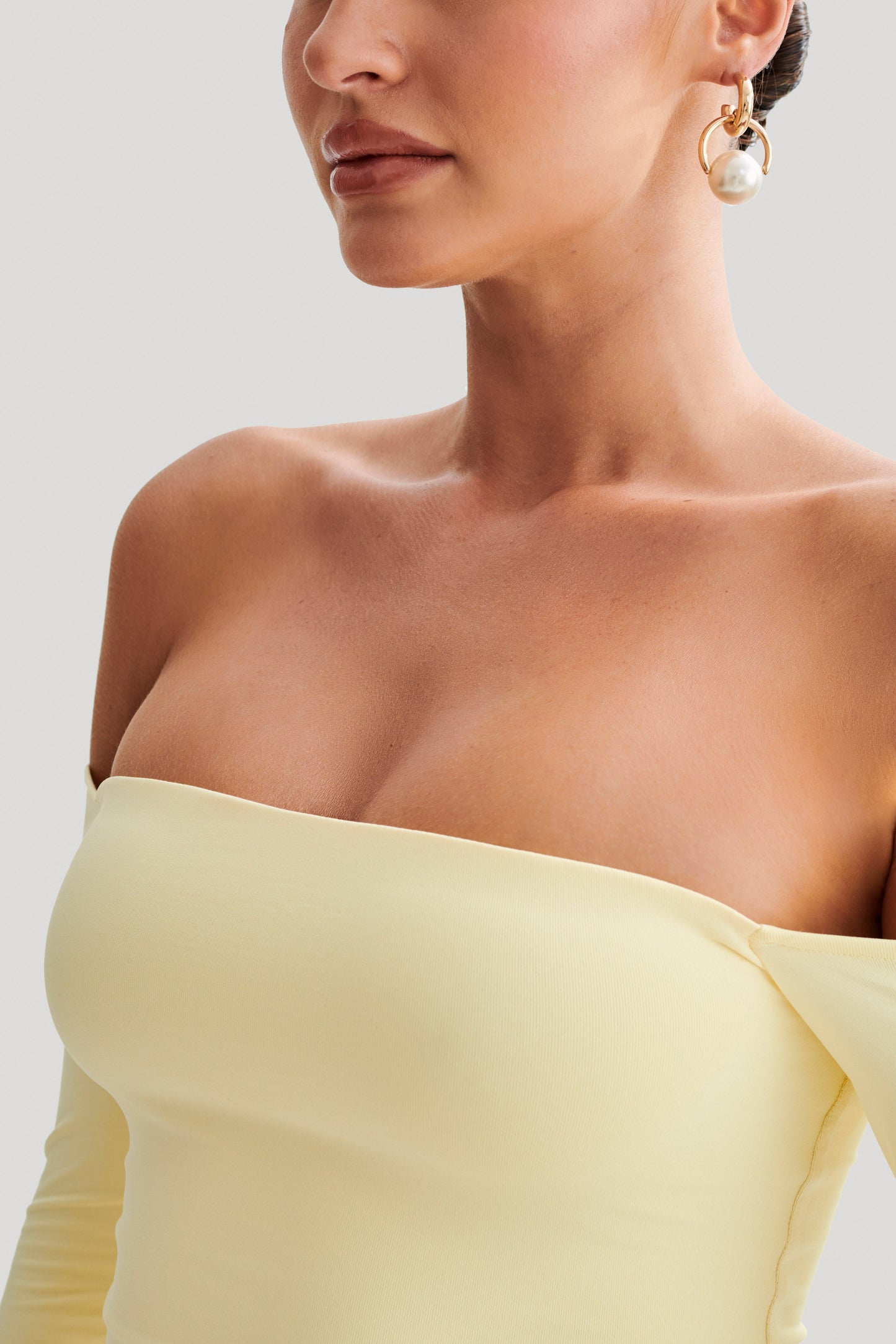 Carmen Recycled Nylon Off Shoulder Top - Lemon