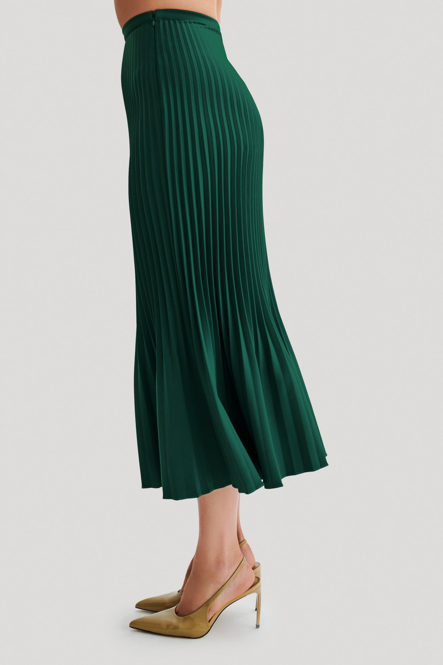 Twyla Pleated Suiting Maxi Skirt - Forest Green