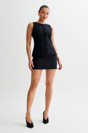 Marquette Linen Mini Skirt - Black