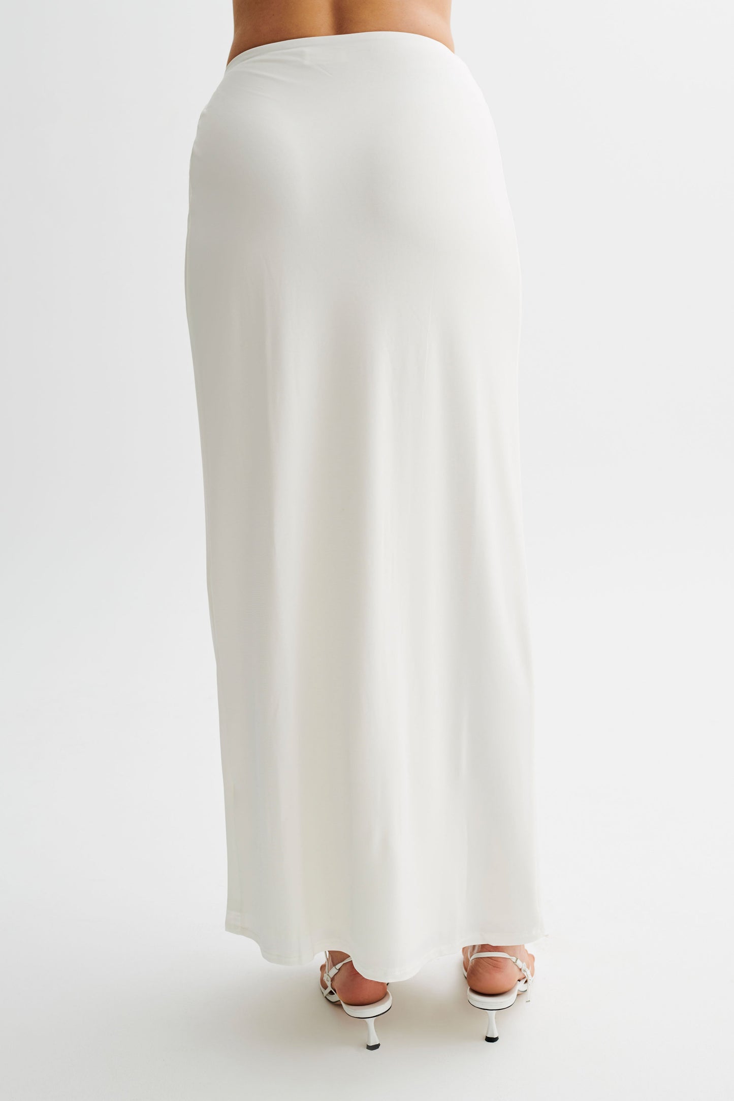 Suri Slinky Maxi Skirt With Gold Hardware - White