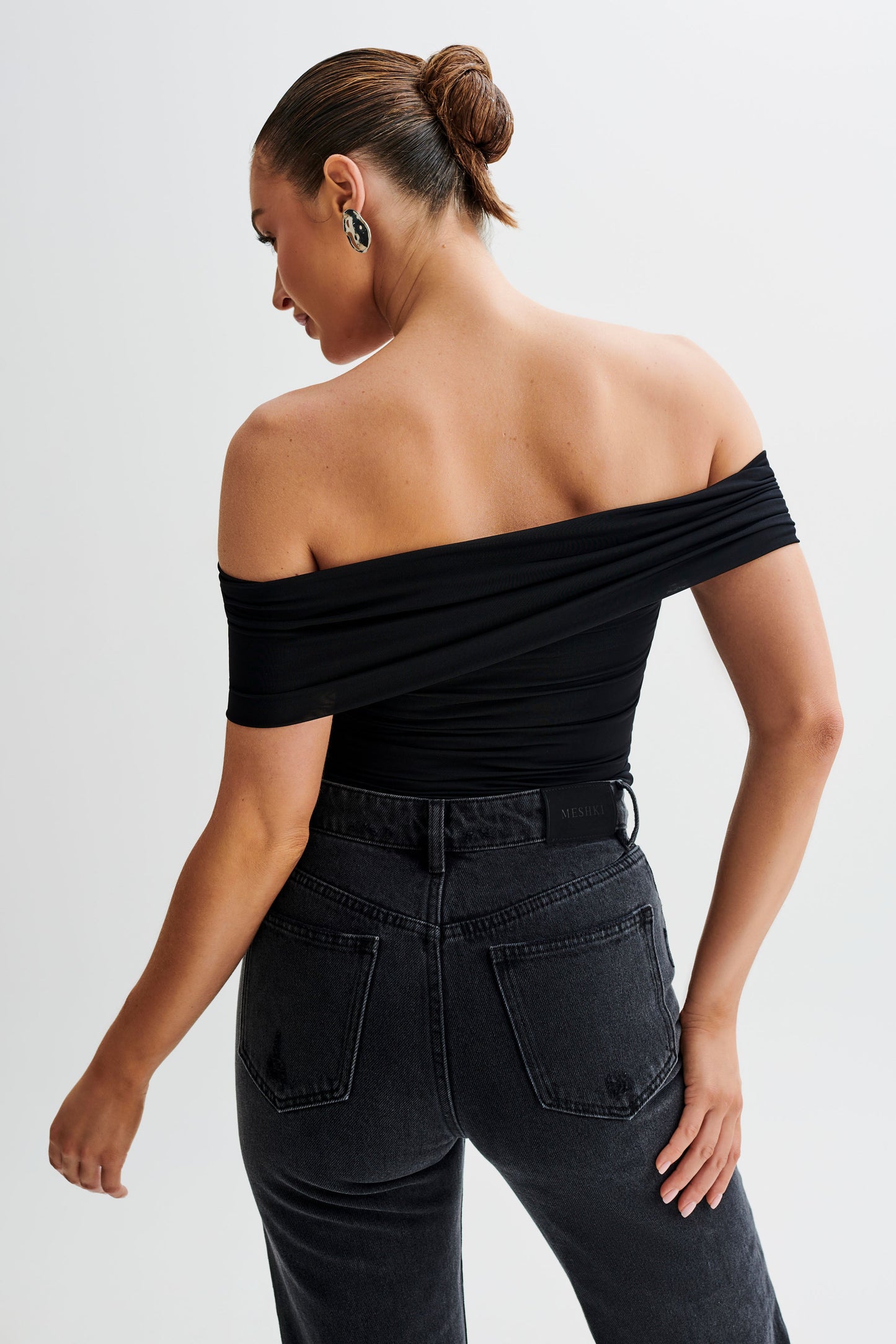 Lourdes Slinky Off Shoulder Top - Black