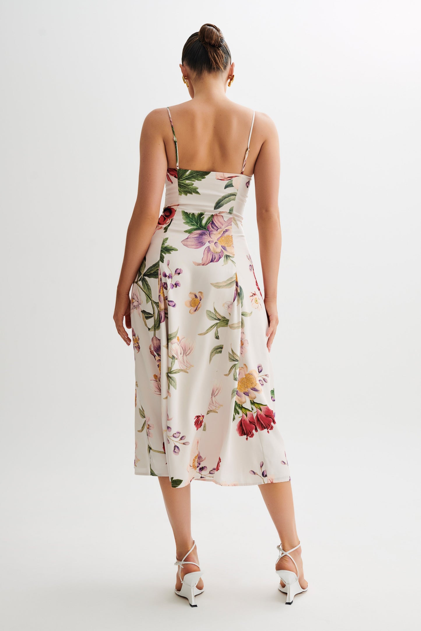 Luciana Satin Midi Dress - Bella Rosa Print