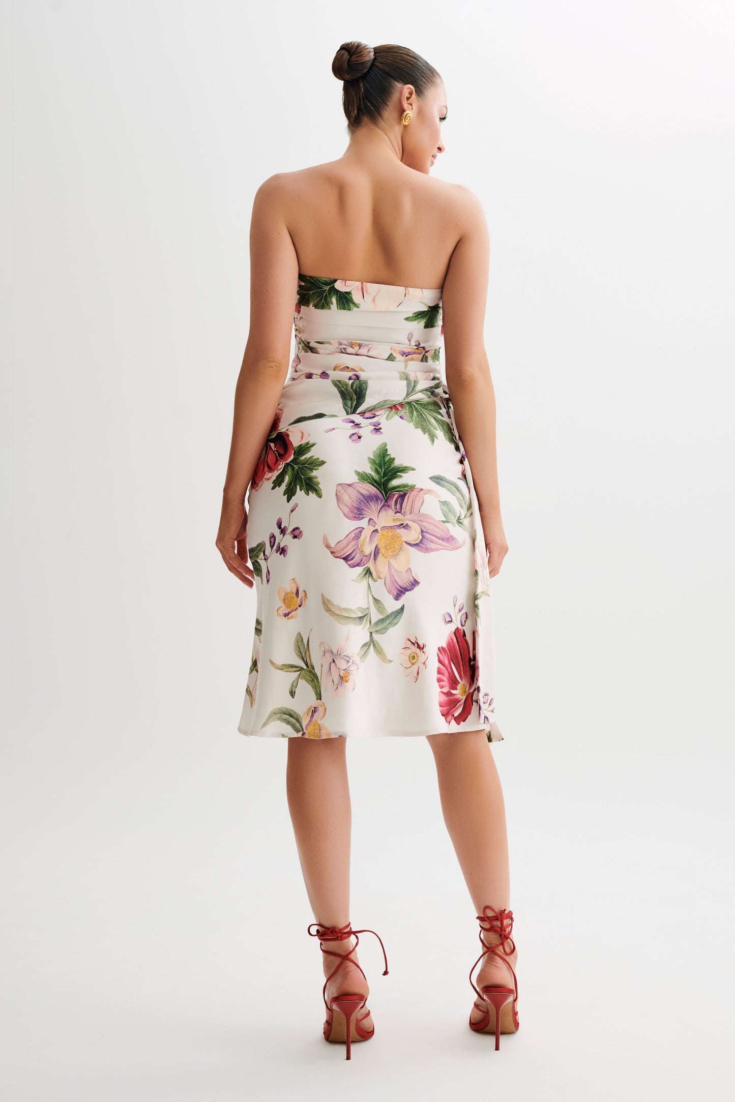 Allegra Satin Knee Length Skirt - Bella Rosa Print