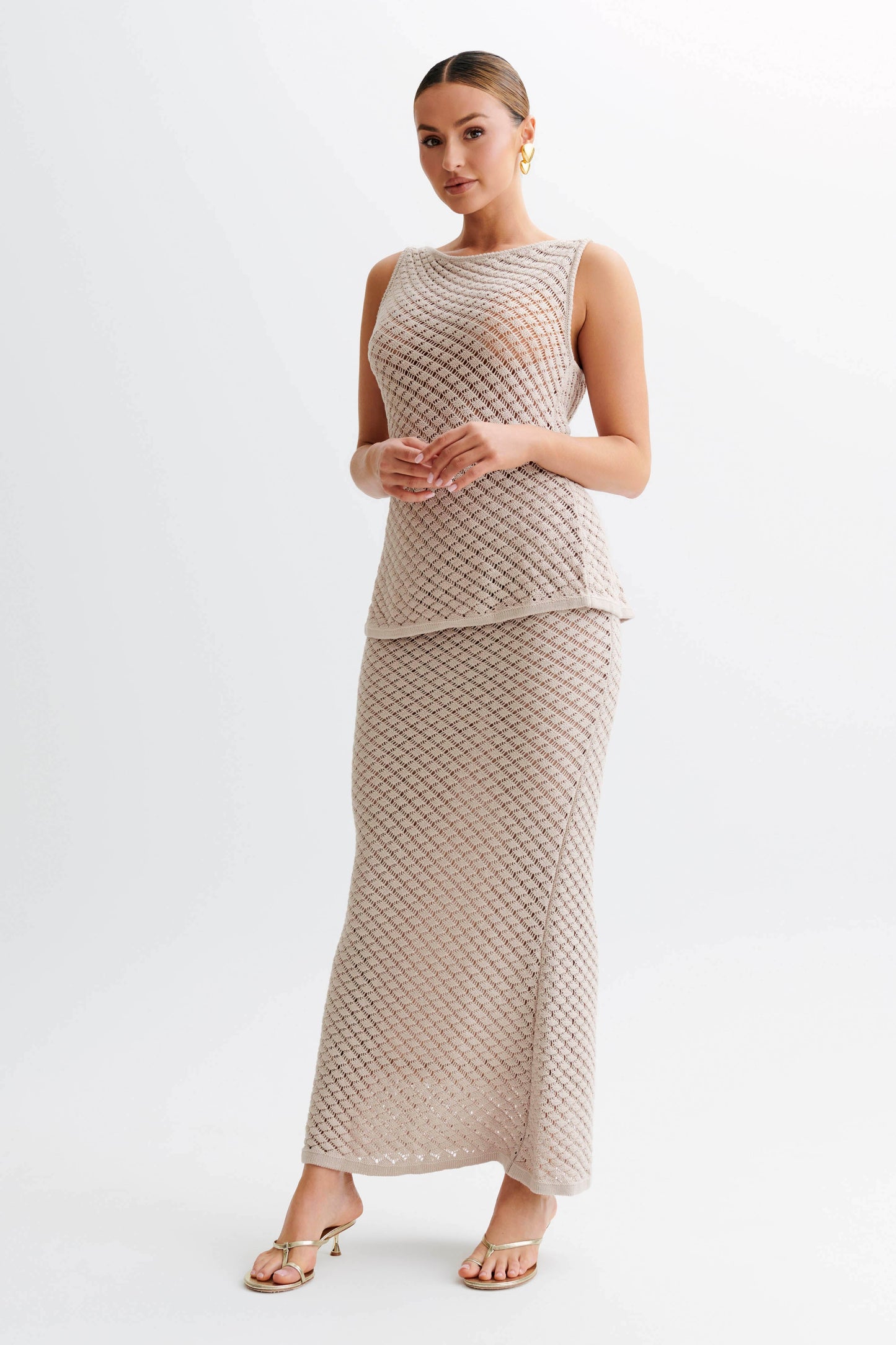 Guiliana Knit Maxi Skirt - Tawny Grey