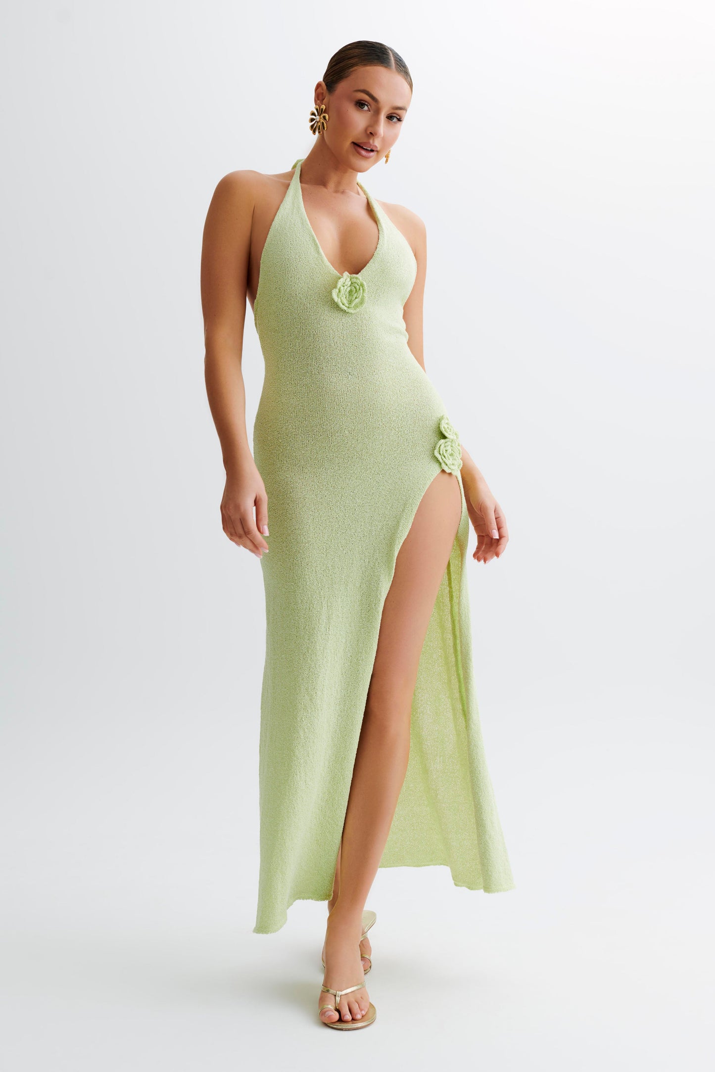 Cherie Knit Halter Maxi Dress - Apple