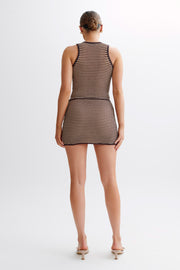Omarosa Stripe Knit Mini Skirt - Chocolate/Nude