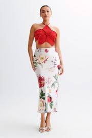 Bailey Floral Crochet Halter Top - Pomegranate